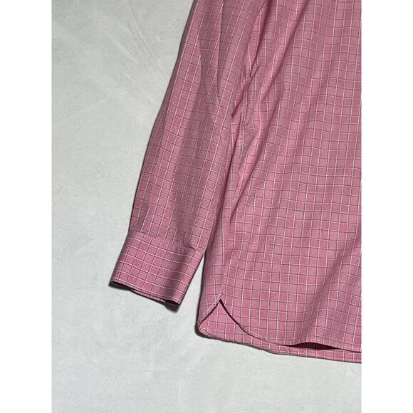J Crew Dress Shirt Mens Large Pink Plaid Wrinkle Free 80s 2 Ply Button Up - Picture 4 of 11